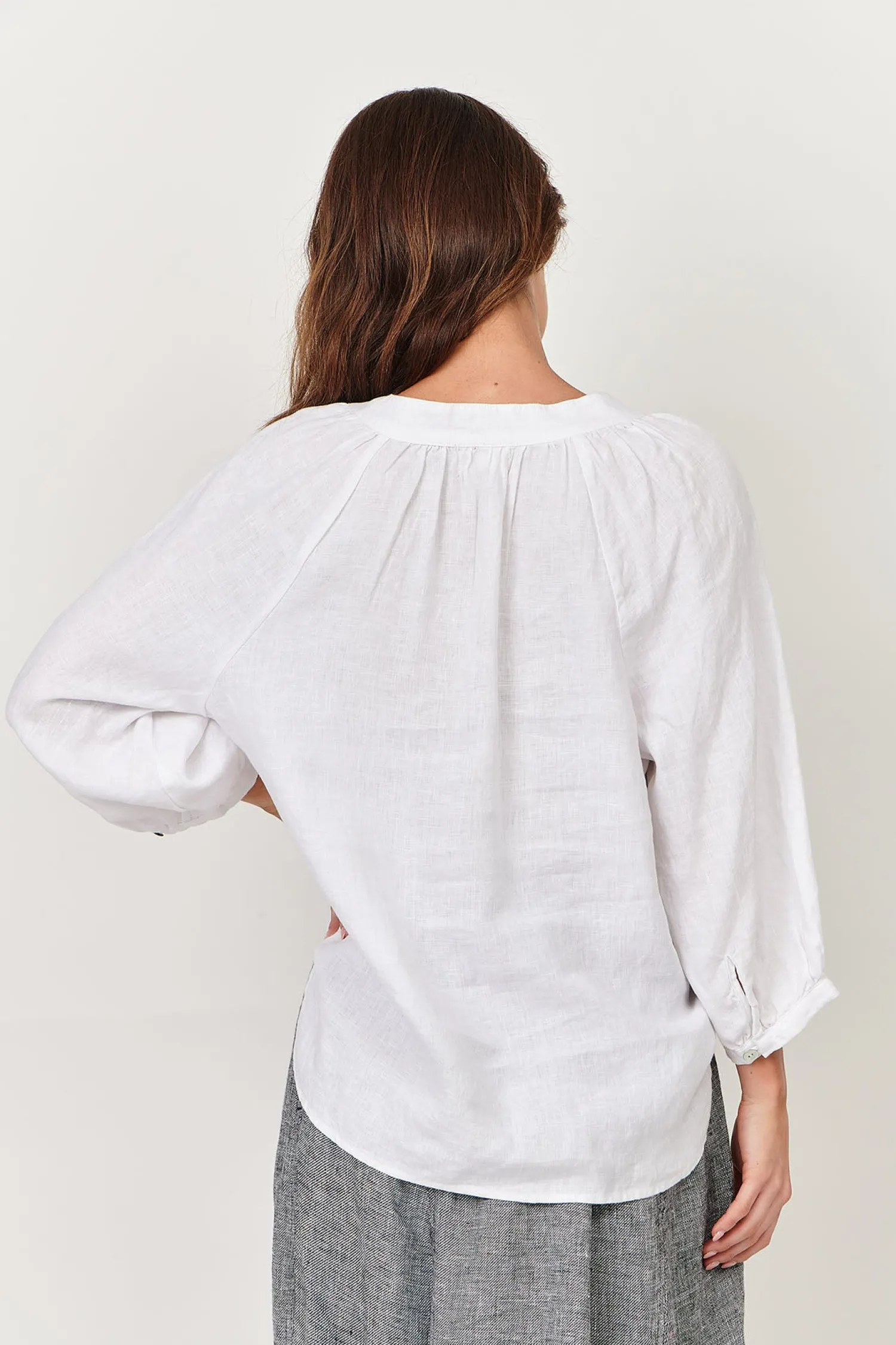 Trudy V-Neck Linen Top - White - OJ24 Linen Lovers|Shirts & Tops