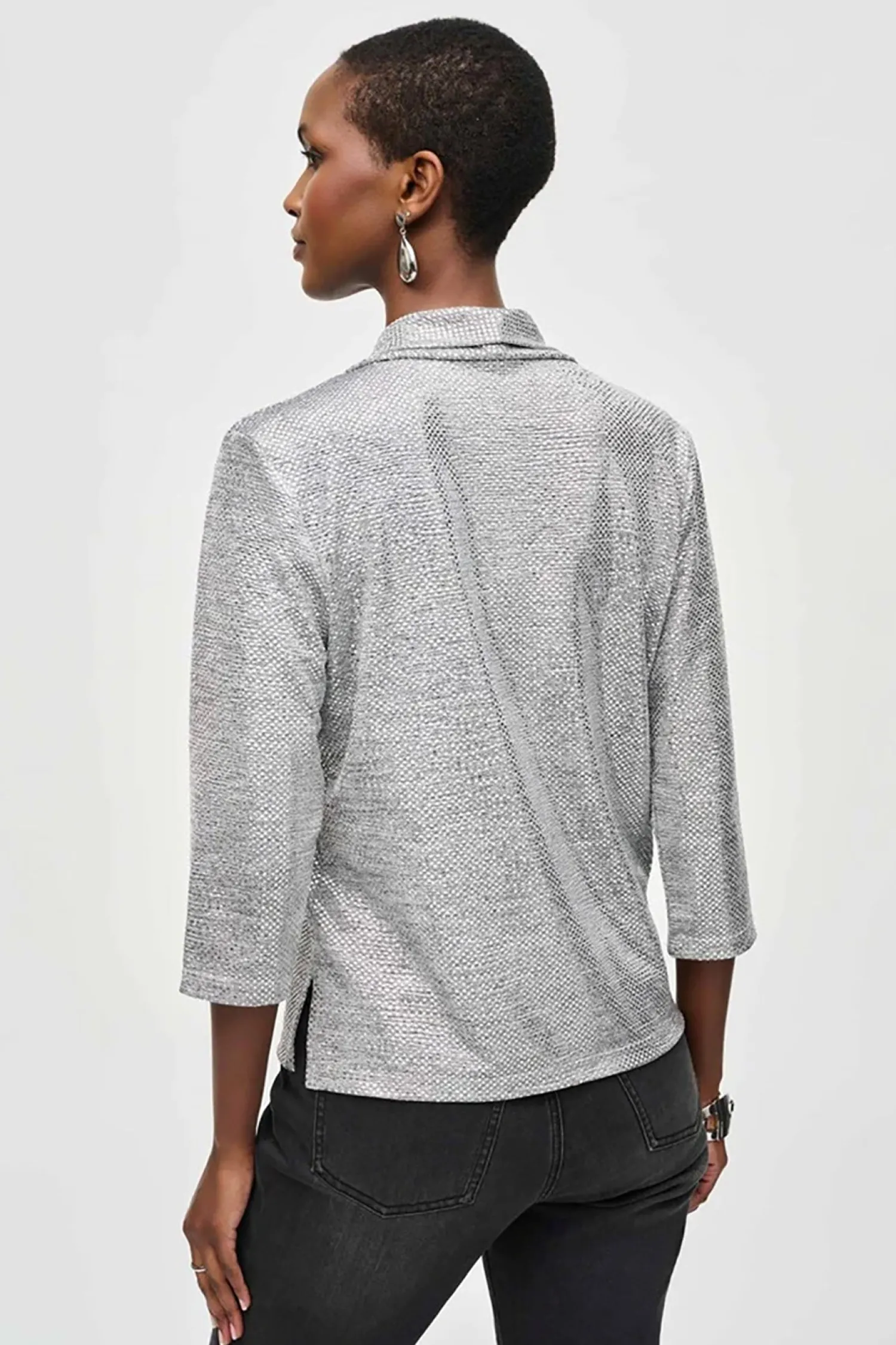 New Uma Foiled Cowl Neck Top - Silver - JR19 Shirts & Tops