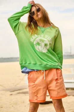 Sale Vintage Sun Fade Sweat - Green - HC19 Jumpers & Knitwear