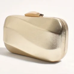 New Wavy Structured Metallic Clutch - Gold - AD12 Handbags