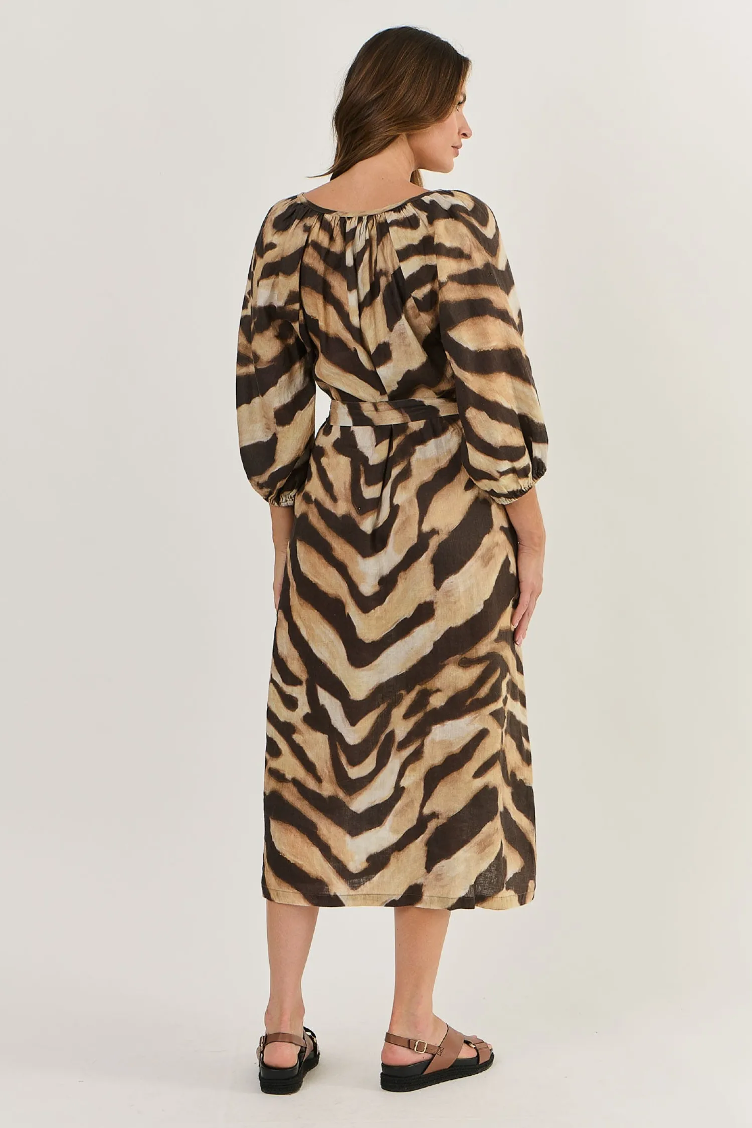 Clearance Wildcat Linen Dress - OJ41 Dresses
