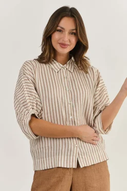 Sale Winona Linen Top - Ginger Slice - OJ20 Shirts & Tops