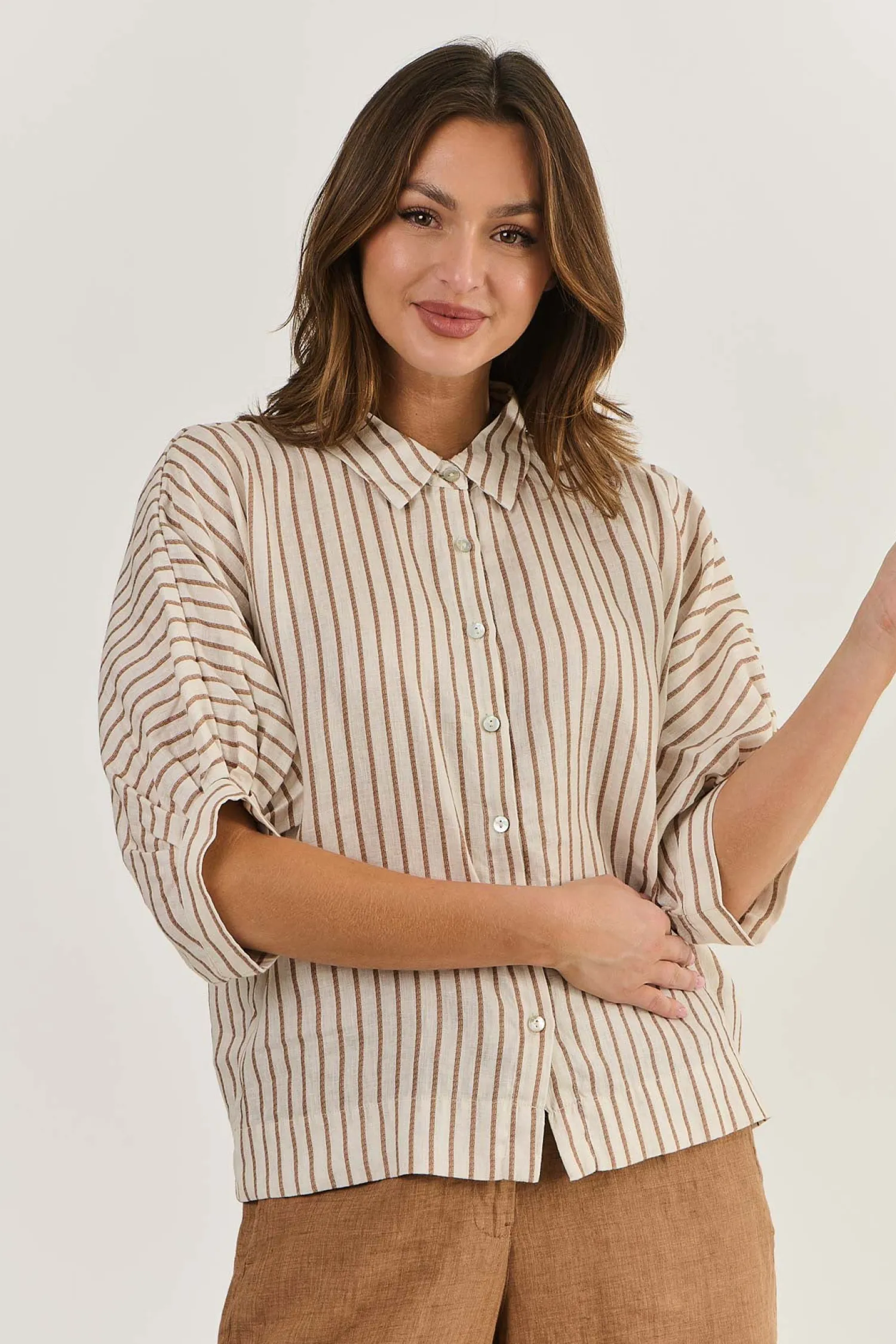 Sale Winona Linen Top - Ginger Slice - OJ20 Shirts & Tops