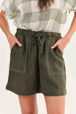 Zoie Linen Shorts - Licorice - OJ26 Linen Lovers|Shorts